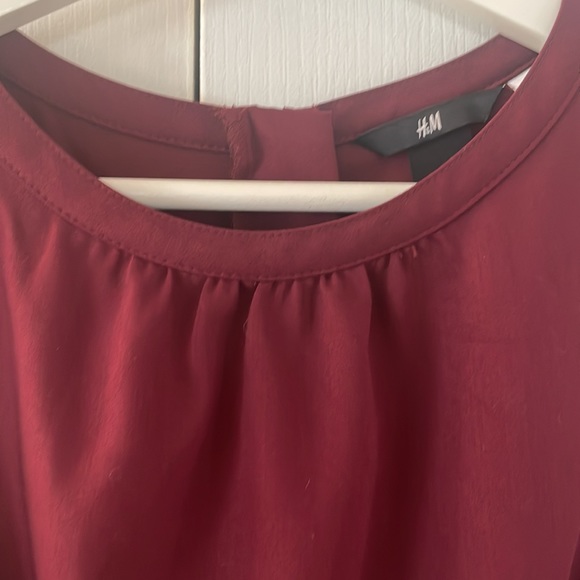 H&M pretty peplum style mulberry coloured dress SIZE 4 - Picture 4 of 12
